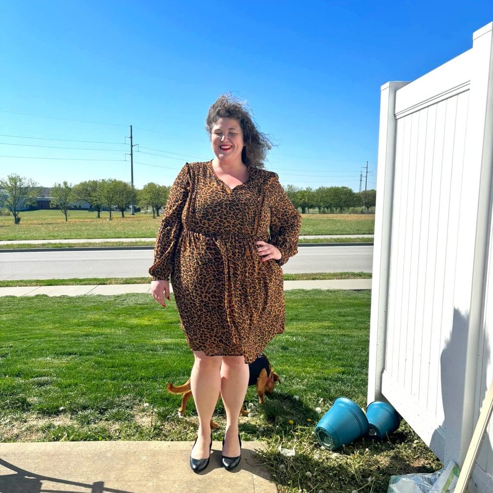 Leopard Dress with tassels 3X 20-22